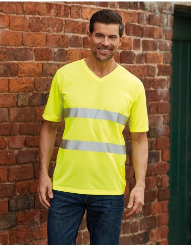 YOK-HVJ910-Hi-Vis Top Cool Super Light V-Neck T-Shirt